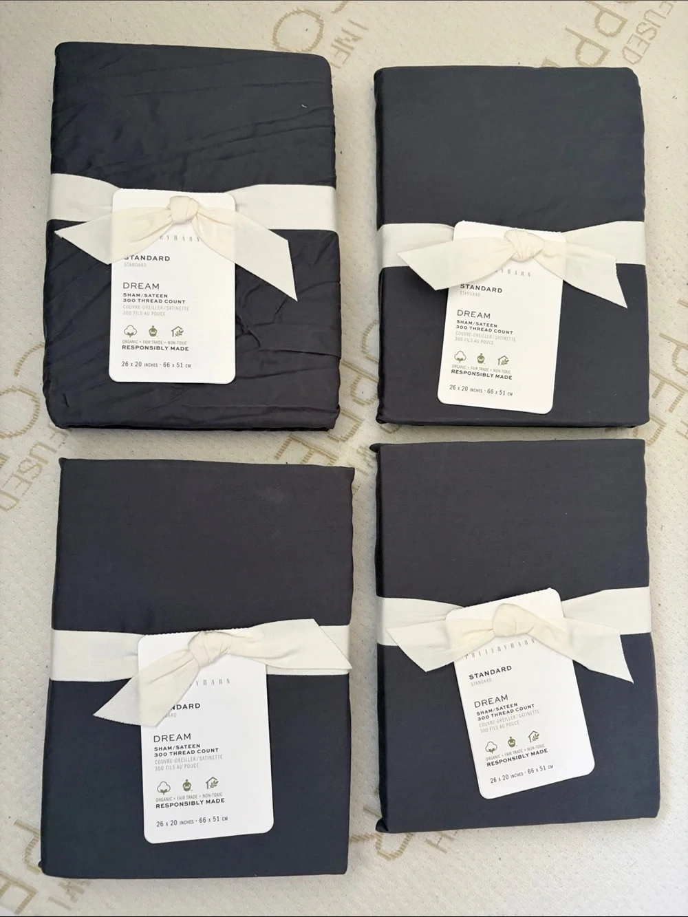 Set of 4 Pottery Barn Dream Brushed Organic Cotton Sateen Shams